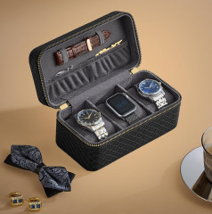 Box na hodinky se 3 sloty | šedá + černá č.1