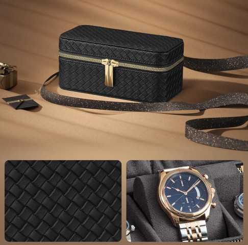 Box na hodinky se 3 sloty | šedá + černá č.3