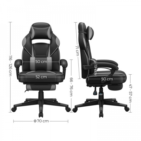 Ergonomická herní židle | černá + šedá č.4