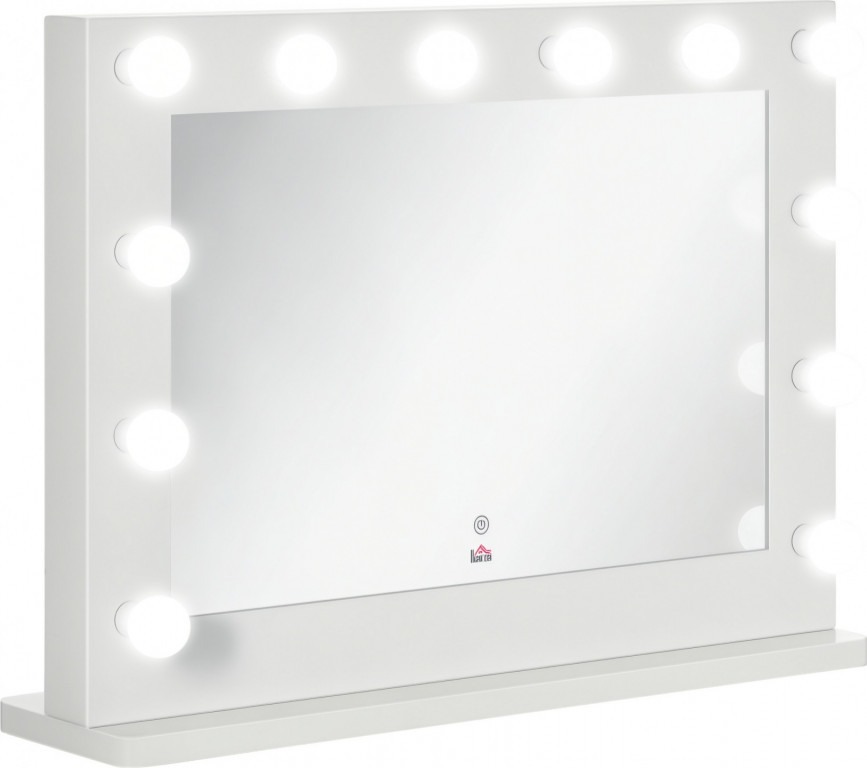 Hollywoodské zrcadlo s dotykovým spínačem 80 x 60 cm | bílé