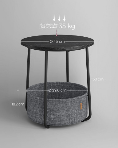 Kulatý konferenční stolek s košíčkem Ø 45 cm | šedo-černý č.4