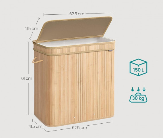 Bambusový koš na prádlo 150 l | béžový č.2