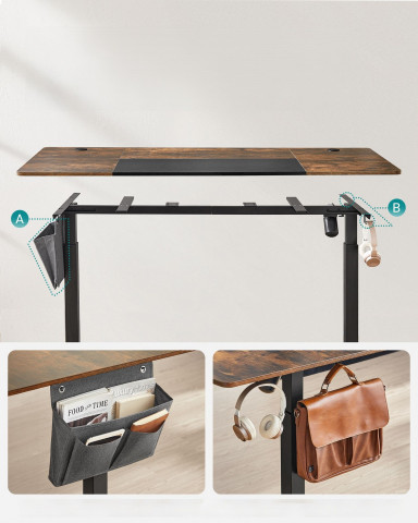 Elektricky nastavitelný PC stůl 70 x 160 x (72-120) | Hnědo-černý č.4