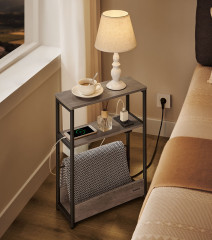 Obdélníkový stolek s policemi a zásuvkou 18 x 45 x 58 cm | šedá-černá č.3