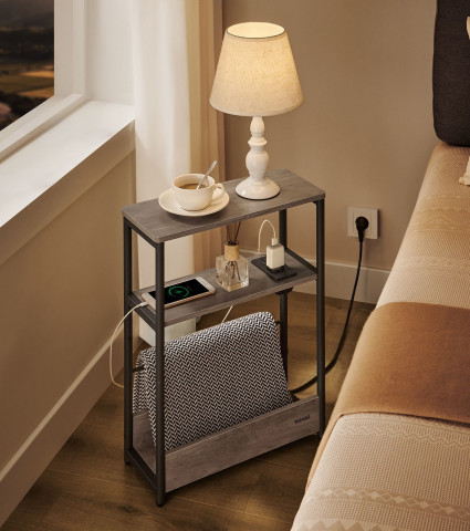 Obdélníkový stolek s policemi a zásuvkou 18 x 45 x 58 cm | šedá-černá č.3