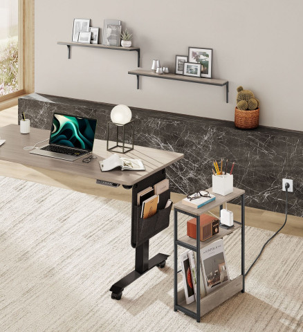 Obdélníkový stolek s policemi a zásuvkou 18 x 45 x 58 cm | šedá-černá č.2