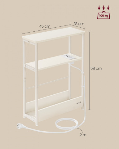 Obdélníkový stolek s policemi a zásuvkou 18 x 45 x 58 cm | bílá č.5