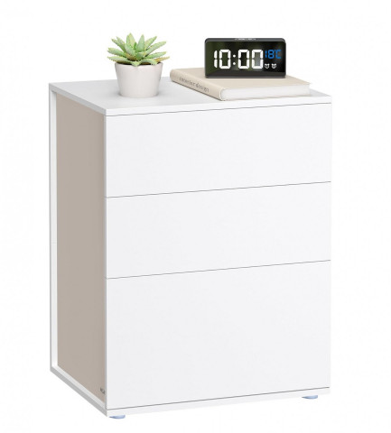 Noční stolek se 3 zásuvkami 35 x 45 x 58,7 cm | bílá + béžová č.4