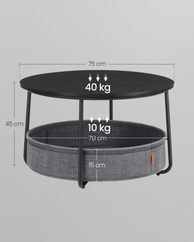 Kulatý konferenční stolek s úložným prostorem | černá-šedá č.2