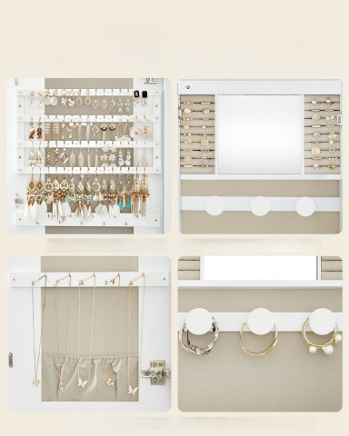 Závěsná šperkovnice se zrcadlem 10 x 42 x 108 cm | bílá č.5