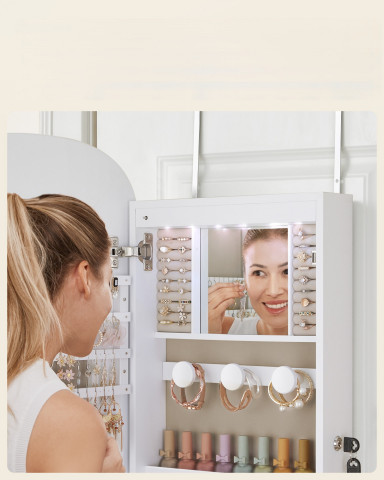 Závěsná šperkovnice se zrcadlem 10 x 42 x 108 cm | bílá č.6