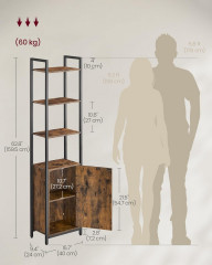 Rustikální šestipatrová knihovna | 24 x 40 x 159,5 cm č.3