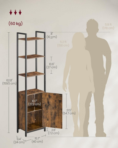 Rustikální šestipatrová knihovna | 24 x 40 x 159,5 cm č.3