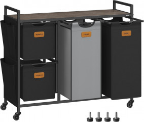 Čtyřdílný koš na prádlo 150l | černý č.2