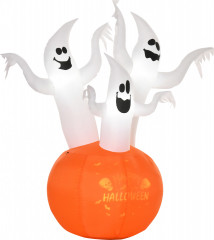 Halloweenská dekorace duchové s dýní | bílá + oranžová č.1
