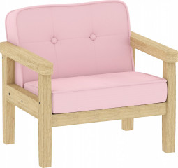 Dětské křeslo s dřevěným rámem růžové č.1