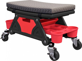 Pojízdná dílenská stolička | černá + červená č.1