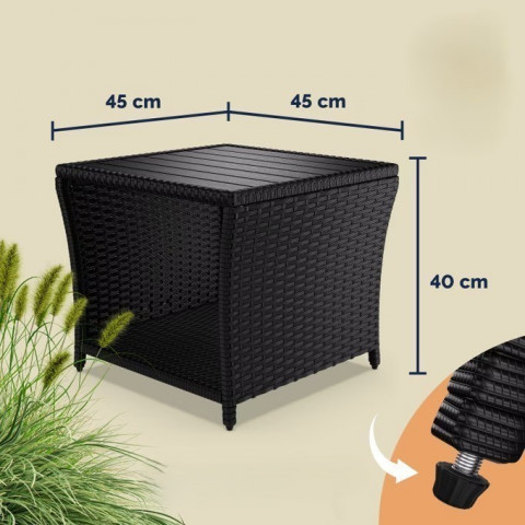 Polyratanový odkládací stolek Vedis 45x45x40cm | černé č.2