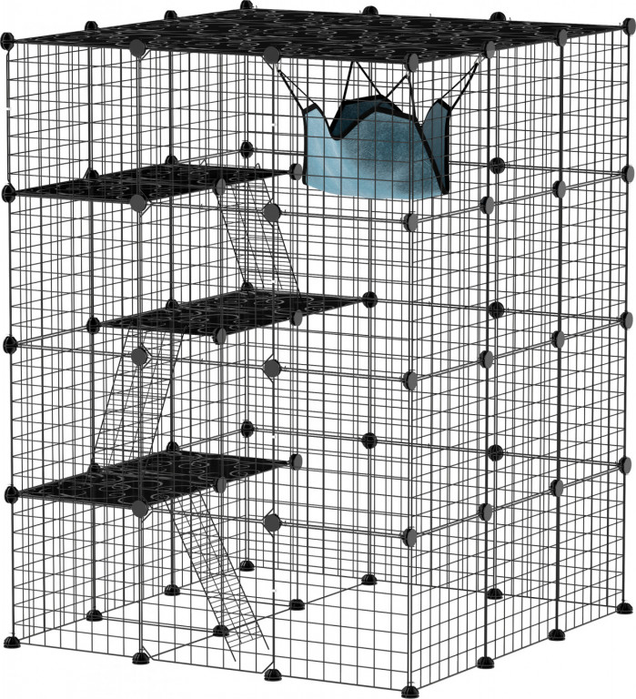 Klec pro malá zvířata 105 x 105 x 140 cm | černá