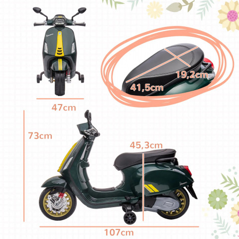 Dětská elektrická motorka s MP3 | tmavě zelená č.2