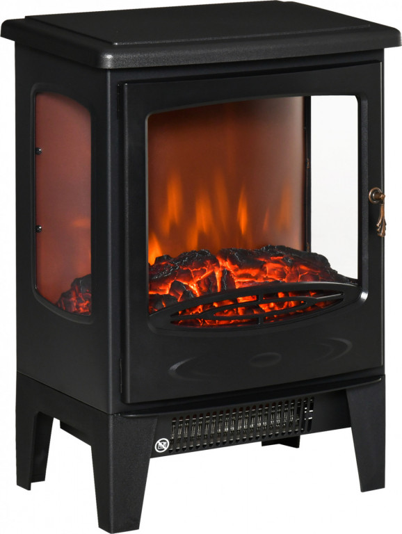 Elektrický krb s efektem plamene a 3 otevřenými stranami | černý