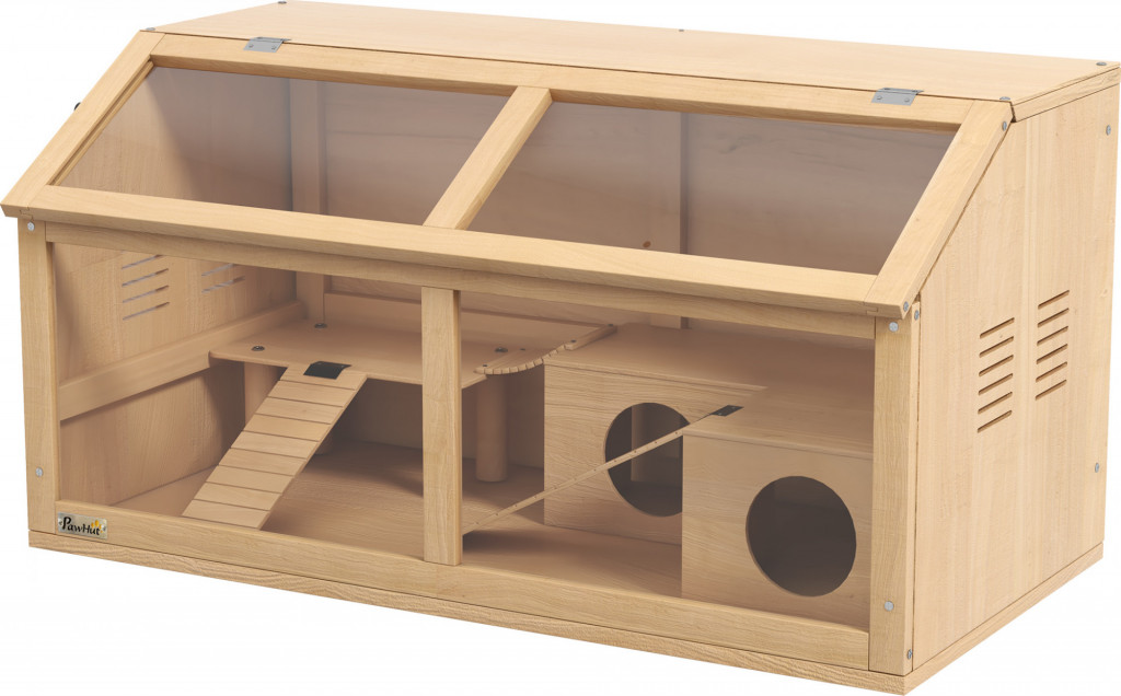 Klec pro hlodavce s plošinou 84 x 45 x 44 cm | přírodní dřevo