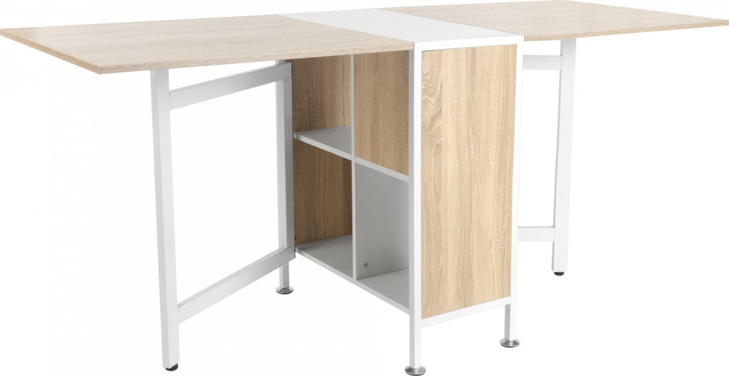 Rozkládací jídelní stůl 169 x 62 x 75 cm | bílý + přírodní