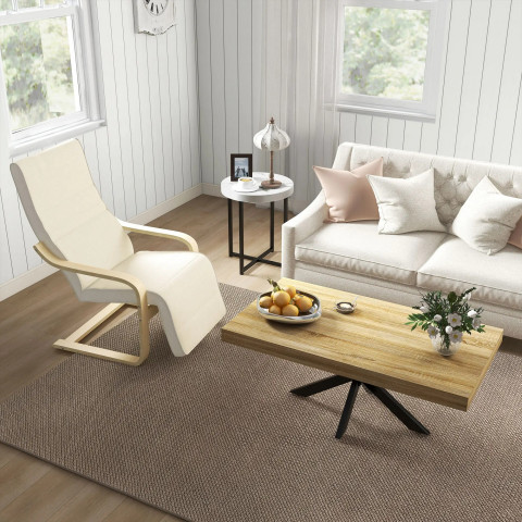 Polohovací křeslo s podnožkou, 66,5 x 94 x 100 cm | krémově bílé č.4