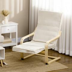 Polohovací křeslo s podnožkou, 66,5 x 94 x 100 cm | krémově bílé č.1