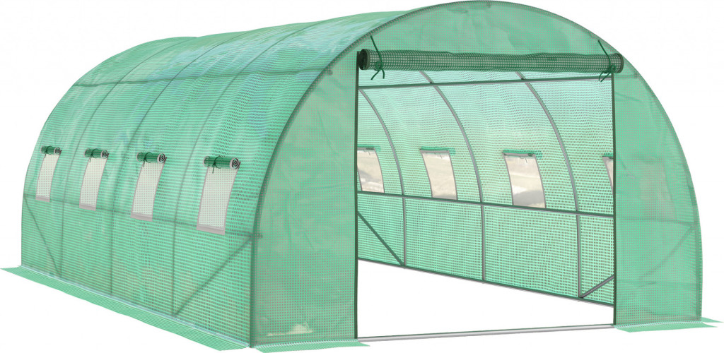 Fóliový skleník 6 x 3 x 2 m s 8 okny | zelený