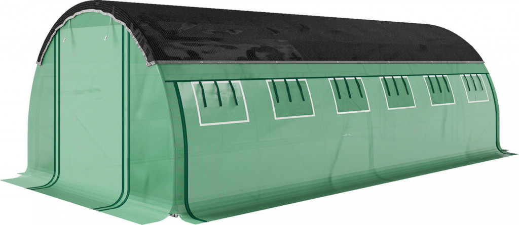 Fóliový skleník 6 x 3 x 2 m s 12 okny | zelený