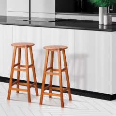 Sada 2 barových židlí z akáciového dřeva 76x34x34cm Sada 2 barových židlí z akáciového dřeva 76x34x34cm