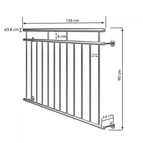 Francouzské zábradlí z nerezové oceli 90x156 cm č.3