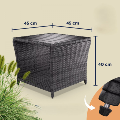 Polyratanový odkládací stolek Vedis 45x45x40cm | šedý č.2