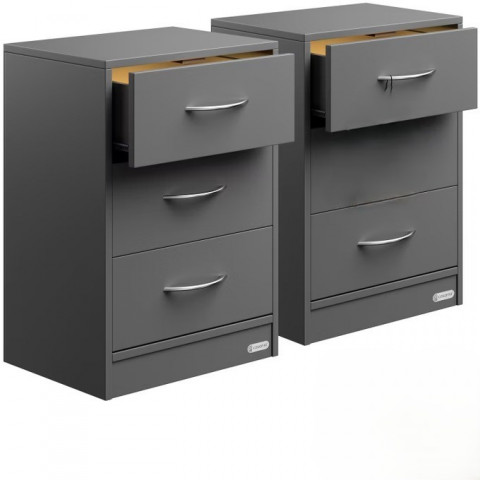 Noční stolek Eloise sada 2 ks 54x39x28cm LED | antracit č.3