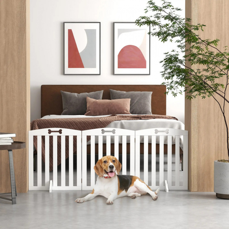 Volně stojící zábrana pro psy 155 x 61 cm | bílá