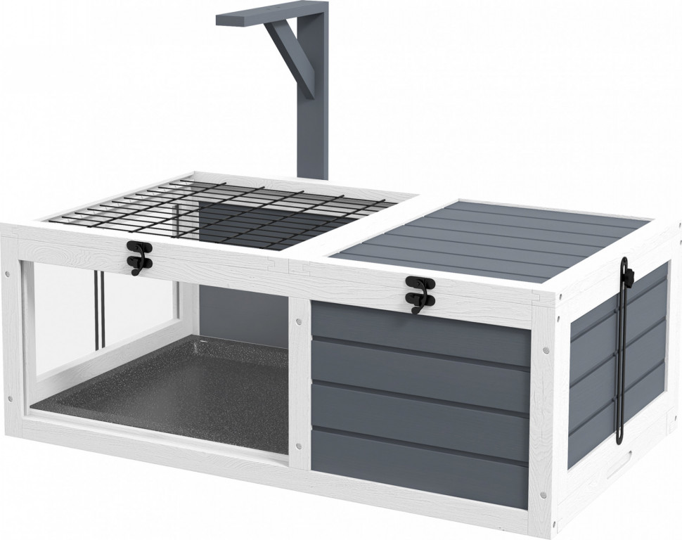 Klec pro želvy se 2 místnostmi 81 x 48 x 31,5 cm | šedá