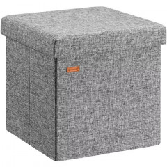 Čalouněný skládací taburet s úložným prostorem 38 x 38 x 38 cm |světle šedý