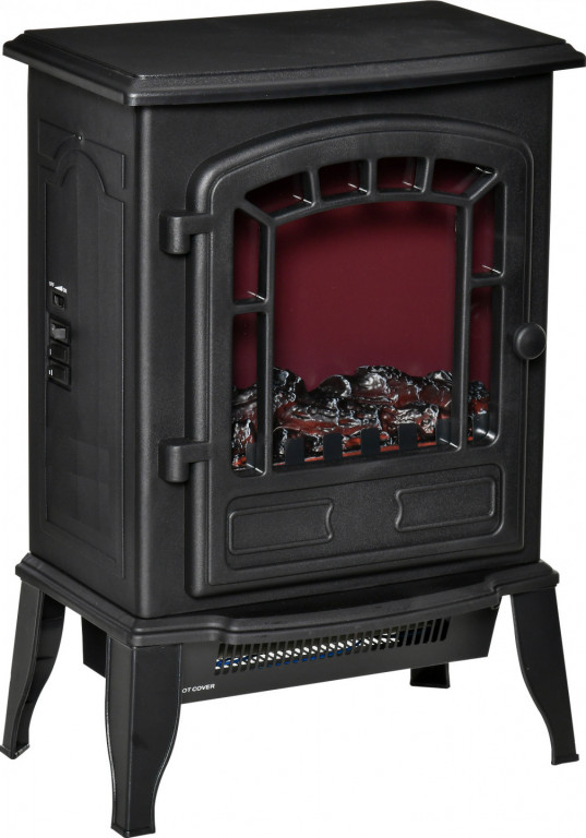 Elektrický krb s ohřevem | černý