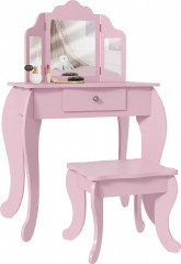Dětský kosmetický stolek se stoličkou a nastavitelným zrcadlem | růžový