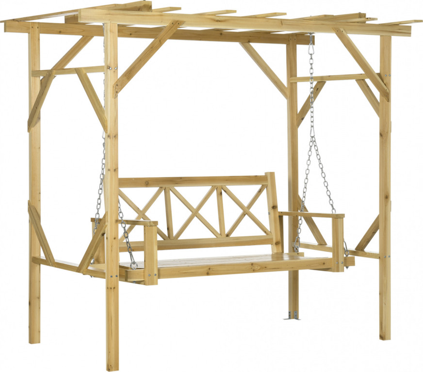 Houpačka s pergolou 221 x 140 x 196 cm | přírodní