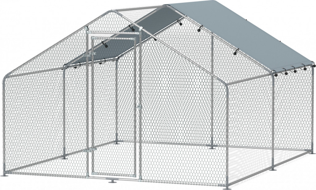 Ohrádka pro kuřata, 3 x 3,4 x 1,9 m | stříbrná