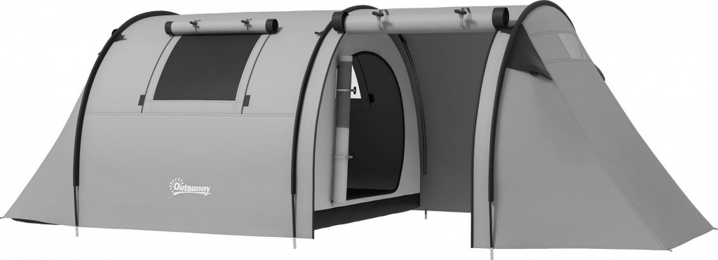 Kempinkový stan pro 3-4 osoby 470 x 220 x 150 cm | šedý