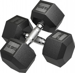 Litinové činky s vroubkovanou rukojetí, 2x12,5 kg | černé č.1