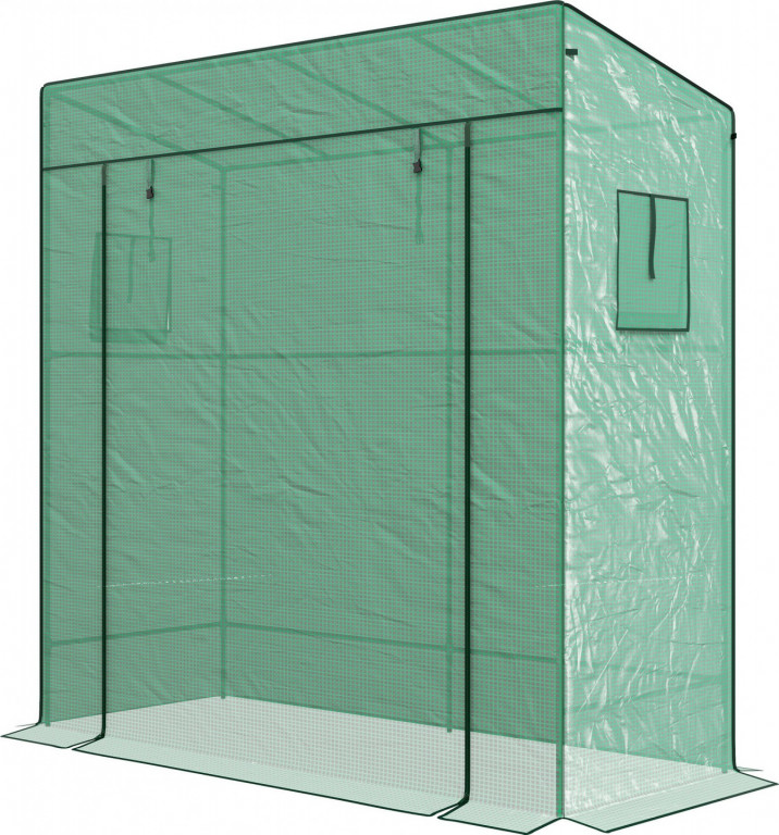 Nástěnný zahradní skleník 196 x 77 x 197/178 cm | zelený