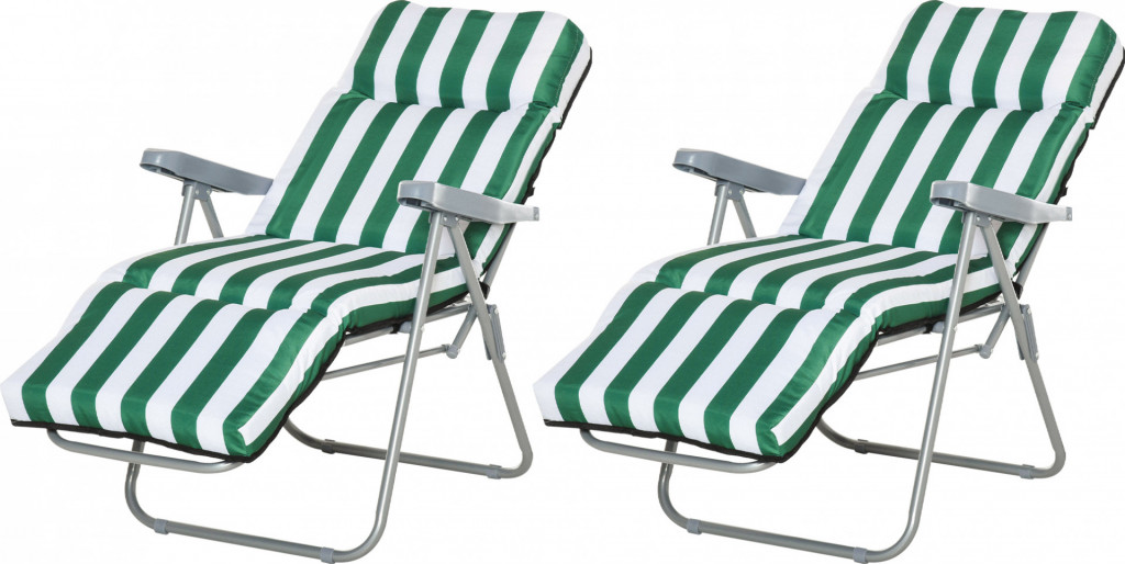 Skládací zahradní židle sada 2 kusů | zelené + bílé