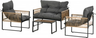 Zahradní nábytek z ratanu 4 kusy | antracitový + hnědý č.1