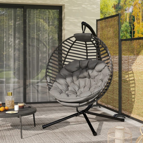 Závěsné křeslo s rámem 126x118x172cm| černé+pískové č.4