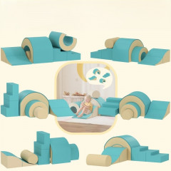 Pěnové stavební bloky 5 kusů | zelené + pískové č.2