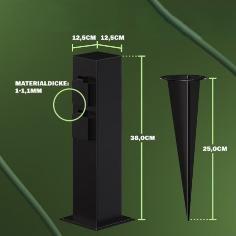 Zahradní zásuvka 38x12,5x12,5cm | černá č.3